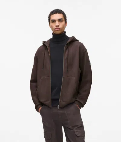 Kl Jeans Zip-up Hoodie In Brown