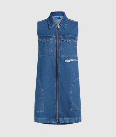 Kl Jeans Zip-front Denim Dress In Blue