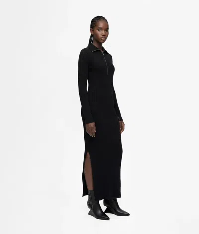 Kl Jeans Zipped Maxi Knit Dress In Black