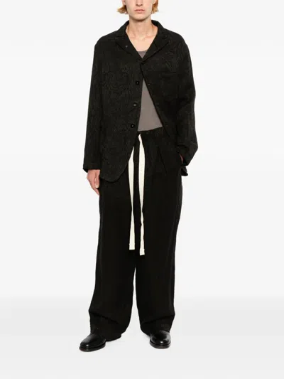 Klasica Paisley-jacquard Drawstring Trousers In Black