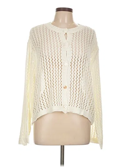 Pre-owned Klassy Network Cardigan Sweater In White