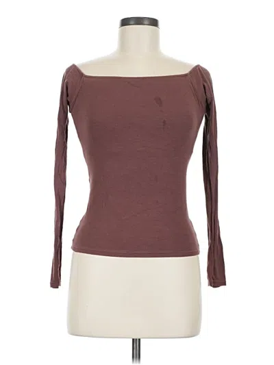 Pre-owned Klassy Network Long Sleeve Top Brown Boatneck Tops