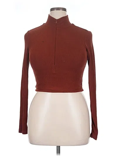 Pre-owned Klassy Network Long Sleeve Top Brown Turtleneck Tops