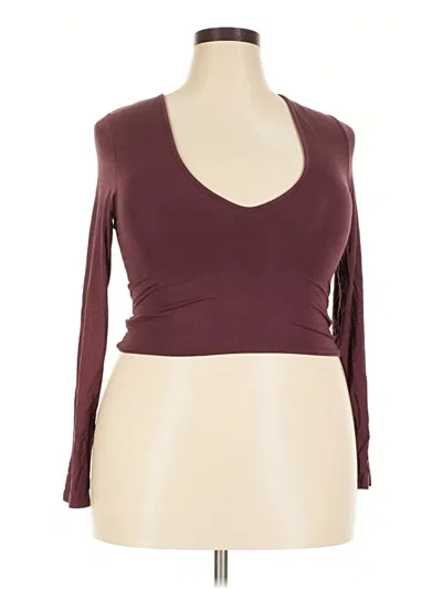 Pre-owned Klassy Network Long Sleeve Top Burgundy Scoop Neck Tops
