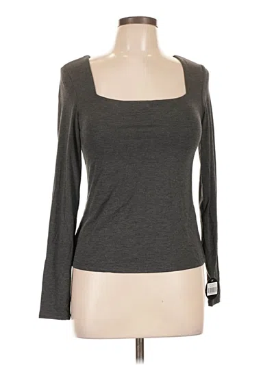 Pre-owned Klassy Network Long Sleeve Top Gray Scoop Neck Tops