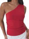 Klassy Network One Shoulder Top In Red In Red