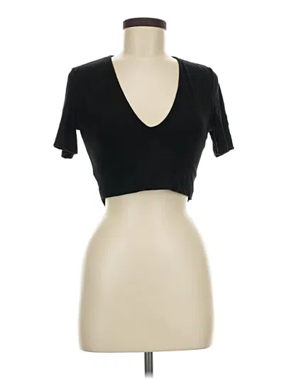 Pre-owned Klassy Network Short Sleeve Top Black Plunge Neckline Tops