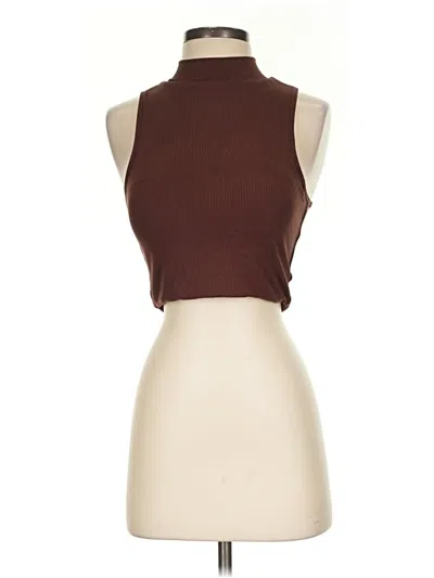 Pre-owned Klassy Network Tank Top Brown Turtleneck Tops