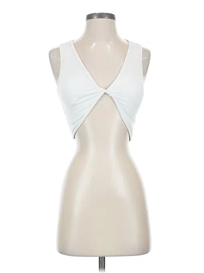 Pre-owned Klassy Network Tank Top Ivory Plunge Neckline Tops In White