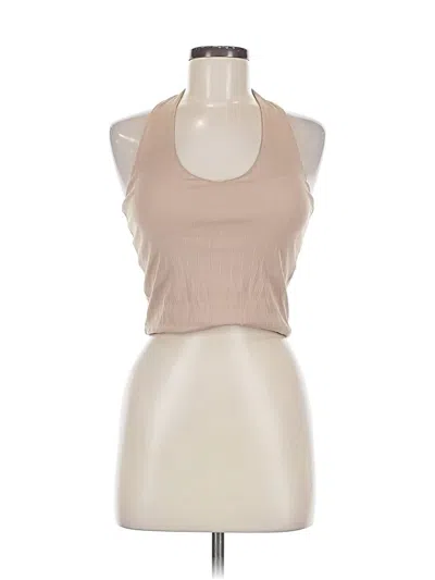 Pre-owned Klassy Network Tank Top Tan Halter Neckline Tops In Brown