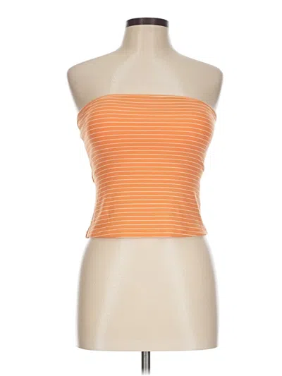 Pre-owned Klassy Network Tube Top Orange Strapless Neckline Tops