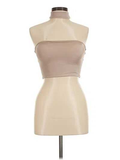 Pre-owned Klassy Network Tube Top Tan Strapless Neckline Tops