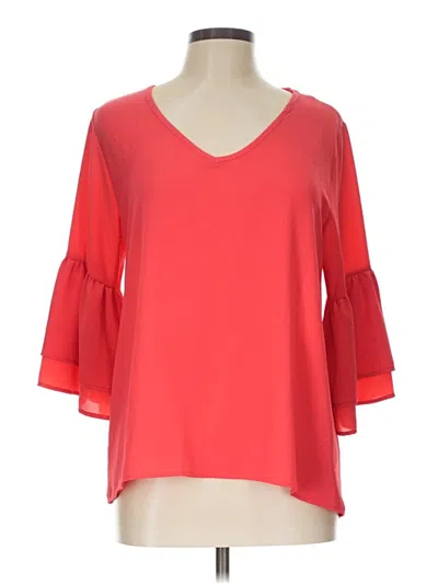 Pre-owned Kld. Signature 3/4 Sleeve Blouse In Red