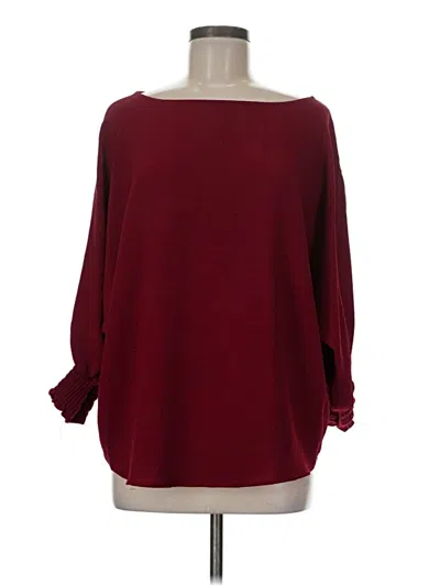 Pre-owned Kld. Signature 3/4 Sleeve Top Burgundy Boatneck Tops