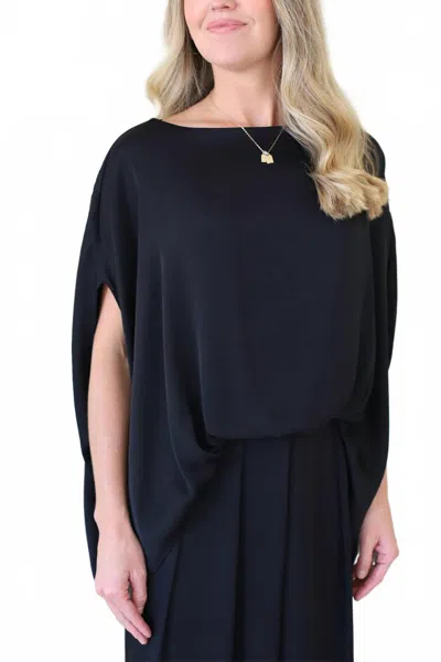 Kld. Signature Boat Neck Caftan Blouse In Black