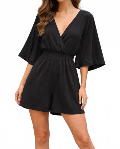 Kld. Signature Cape Overlay One-piece Romper In Black