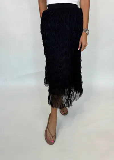 Kld. Signature Chiffon Crinkled Midi Skirt In Black