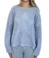 Kld. Signature Crochet Star Sweater In Dusty Blue In Blue
