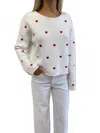 Kld. Signature Cropped Heart Sweater In White