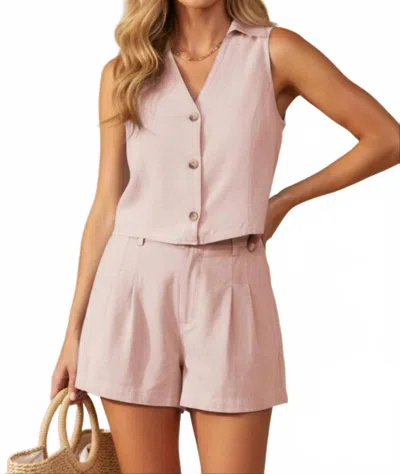 Kld. Signature Faux Suede Cropped Vest Top In Rose In Multi