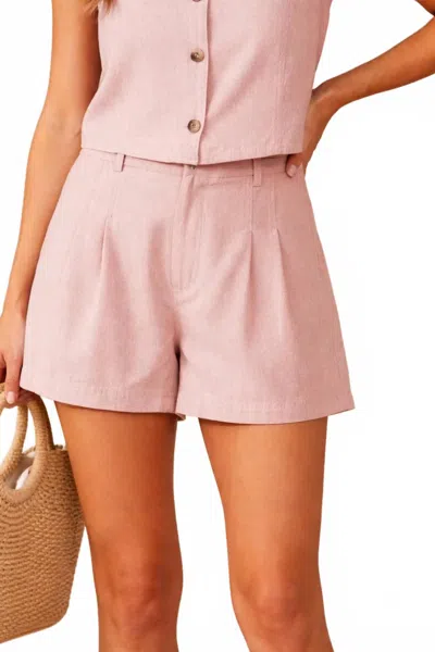 Kld. Signature Faux Suede Pleated Front Shorts In Rose In Multi