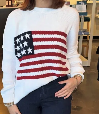 Kld. Signature Flag Sweater In White In Multi