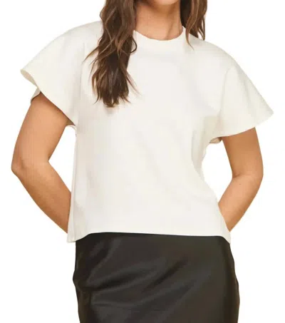 Kld. Signature Flared Short Sleeve Scuba Top In White In Purple