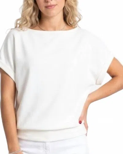 Kld. Signature Foundation Cuffed Sleeved Top In Cream In White