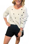 Kld. Signature Harmony Heart Sweater In Ivory In White
