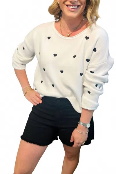 Kld. Signature Harmony Heart Sweater In Ivory In White