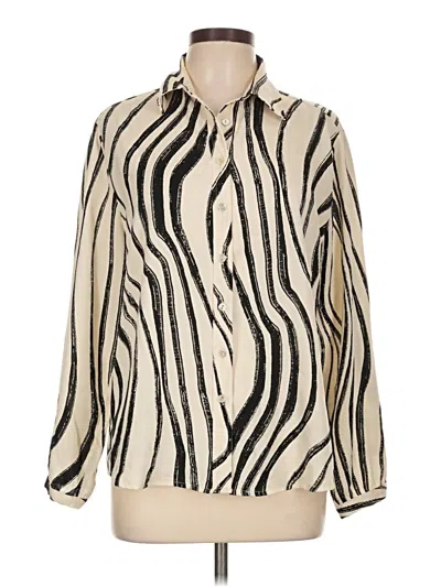 Pre-owned Kld. Signature Long Sleeve Blouse In Ivory