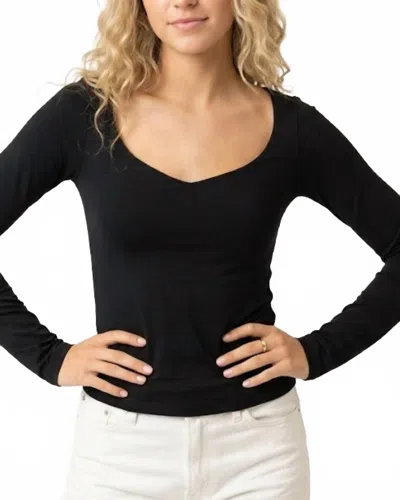 Kld. Signature Long Sleeve Scuba Top In Black