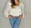 Kld. Signature Long Sleeve Washed Satin Bubble Hem Blouse In Ivory