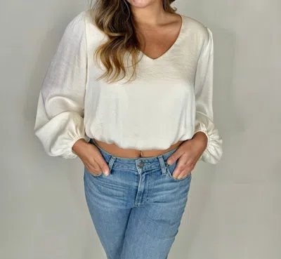 Kld. Signature Long Sleeve Washed Satin Bubble Hem Blouse In Ivory