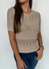 Kld. Signature Lurex Knit Top In Taupe/gold In Multi