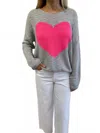 Kld. Signature Pink Heart Sweater In Grey In Gray