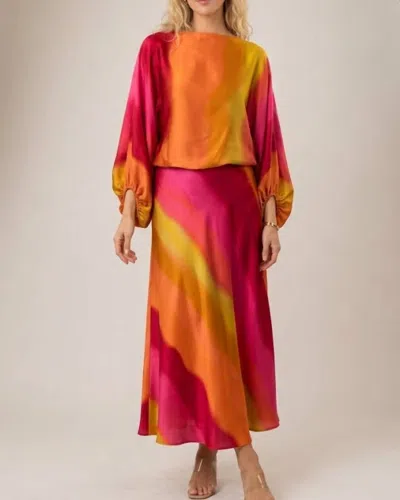 Kld. Signature Salsa Satin Ombre Skirt Set In Pink In Multi