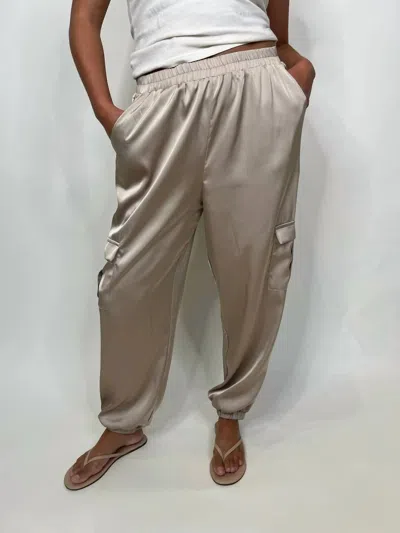 Kld. Signature Satin Cargo Joggers In Champagne In Neutral