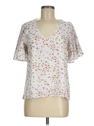 Pre-owned Kld. Signature Short Sleeve Blouse In White