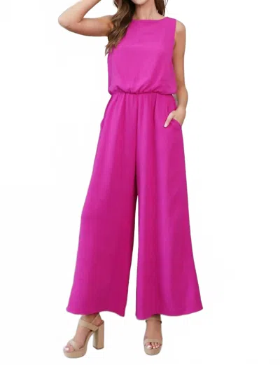 Kld. Signature Sleeveless Bubble Hem Wide Leg Jumpsuit In Fuchsia In Purple
