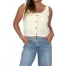 Kld. Signature Sleeveless Button Front Knit Vest In Natural In White