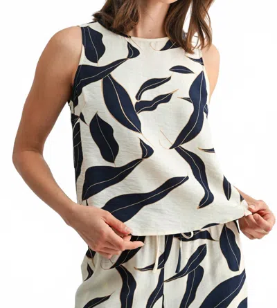 Kld. Signature Sleeveless Leaf Print Top In Navy In Multi