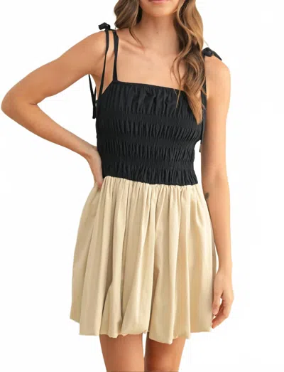 Kld. Signature Strappy Bubble Hemmed Mini Dress In Natural Black In Animal Print