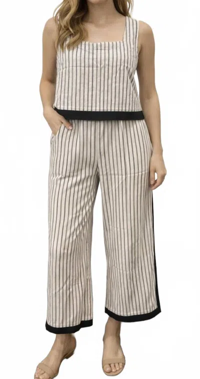 Kld. Signature Two Piece Stripe Pant Set In Beige Black In Neutral