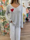Kld. Signature V-neck Striped Sweater In Grey In Gray