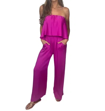 Kld. Signature Washed Cascade Strapless Jumpsuit In Orchid In Pink