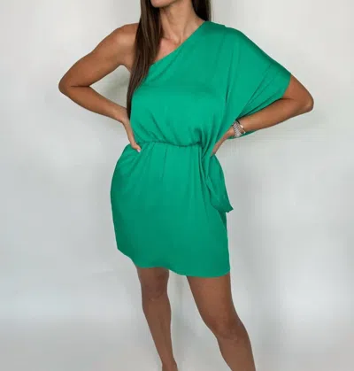 Kld. Signature Washed Satin Drape One Shoulder Dress In Green
