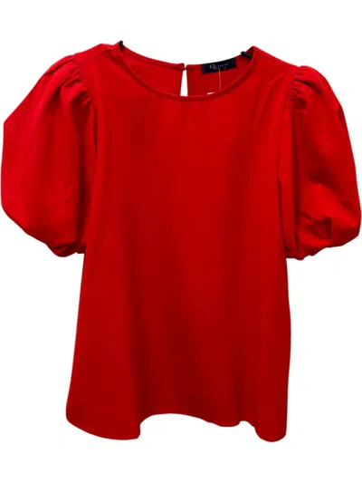 Kld. Signature Women's Bubble Sleeve Top In Red