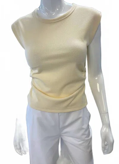 Kld. Signature Women's Crew Neck Ribbed Top In Yellow