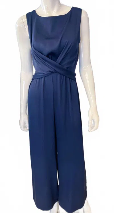 Kld. Signature Women's Sleeveless Satin Jumpsuit In Blue
